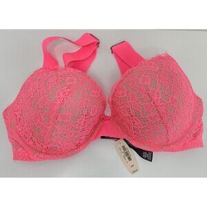 VICTORIA’S SECRET VERY SEXY PUSH UP PIGEONNANT NEON PINK LACE 34D NWT